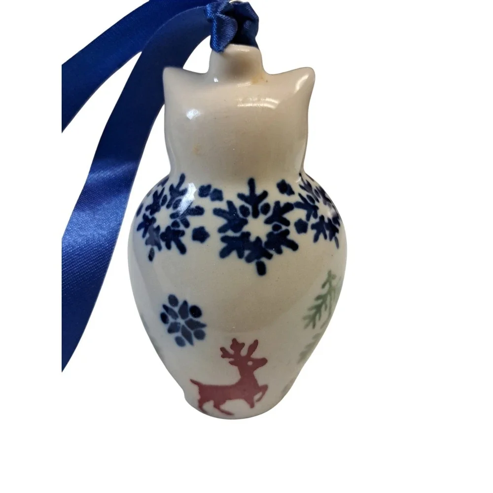 Boleslawiec Polish Pottery Handmade Owl Ornament 3 Inch New Without Tags